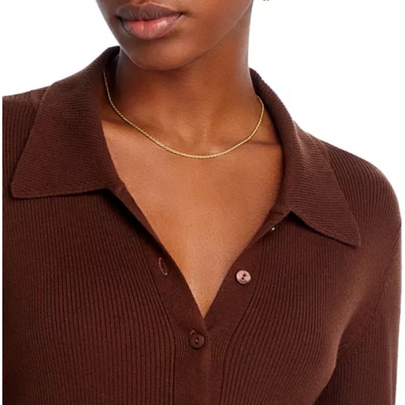 PAIGE Sundara Slim Chocolate Brown Long Sleeve Organic Cotton Midi Dress-S - Picture 6 of 16